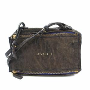 PANDORA ショルダーバッグ レザー シワ加工 ダークブラウン BP 1 1013