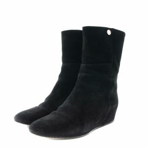 OXANA ショートブーツ スエード アーモンドトゥ 36 23cm ブラック /NQ