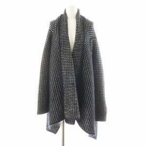カーディガン ショールカラー 総柄 モヘヤ混 カシミヤ混 L 黒 ブラック 63461703050 /AN31