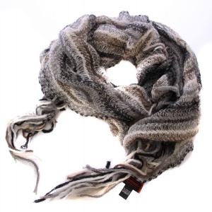 ストール マフラー ストライプ柄 モヘヤ イタリア製 茶 黒 /BM