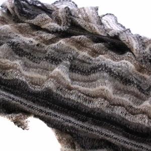 MISSONI ストール マフラー ストライプ柄 モヘヤ イタリア製 茶 黒 /BM