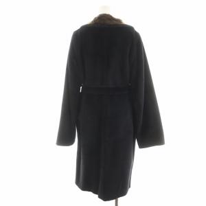 Max Mara コート アルパカ フォックスファー 42 ブラック ブラウン
