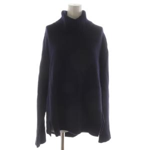 W/Caタートルロングプルオーバー ニット セーター 長袖 タートルネック カシミヤ 紺 20080220300240