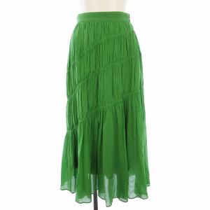 ティアードスカート ロング フレア 34 緑 グリーン 32237020 /EE