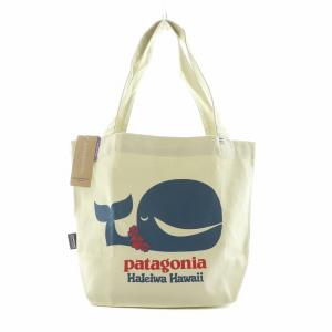 タグ付き ハッピーホエール ミニトート バッグ プリント キャンバス ホワイト 59393 /NQ