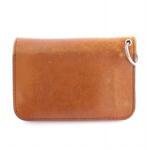 HTC トラッカーウォレット 二つ折り財布 レザー ターコイズ フラワー 花柄 スタッズ 装飾 茶 ブラウン /BB