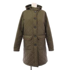 キルティングコート 中綿 アウター ロング丈 フード 裏地フェイクファー 36 カーキ /BB