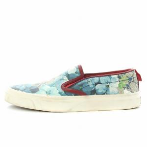 GUCCI GGスプリーム ブルームス スリッポン フラットシューズ フラワーモチーフ レザー 37 23.5cm