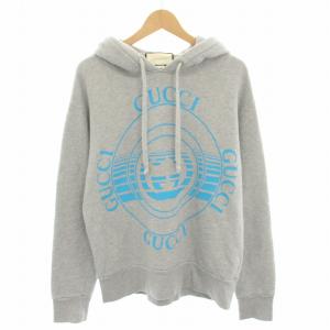 インターロッキングGフーデッドスウェットシャツ XS グレー ライトブルー