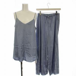 24SS サテンフラワーJQDカップインキャミ セットアップ キャミソール パンツ F 青 ブルー PWFT242305