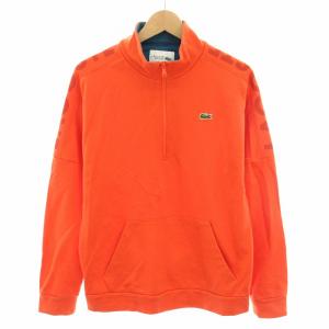 スポーツ SPORT スウェット トレーナー ハイネック 長袖 ロゴワッペン ロゴプリント US M オレンジ