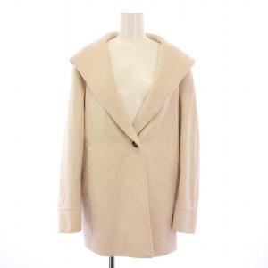 ウールカシミヤビーバー フード付き ショートコート アウター 38 ピンクベージュ SCWONW0504