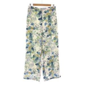 BOTANICAL PRINT WIDE PULL ON イージーパンツ 花柄 S ホワイト ブルー 01-1106422-159-902