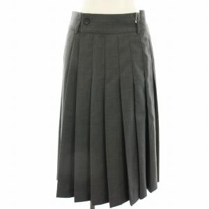 ラッププリーツスカート 巻きスカート ウール混 ロング ミモレ S グレー 1624-199-3874-1930