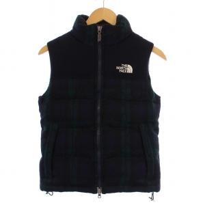 ダウンベスト ジャケット ジップアップ ロゴ チェック柄 ウール XS 緑 紺 ND2754N /BM