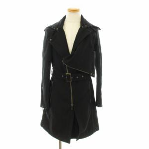 16AW ウールツイル メルトンドレープコート ロング ジップアップ ベルト付き M 黒 ブラック TCT-6502