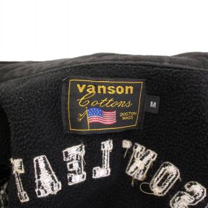 vanson Leathers ボンディングライダース ジャケット アウター ジップアップ ワッペン ロゴ 刺繍 切替 M 黒 ブラック