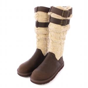 UGG australia CASSIDEE TALL キャッシディトールブーツ ロング ニット 切替 ベルト ロゴ US7 24cm