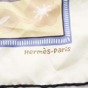 HERMES プチカレ45 干支 虹 L'ANNEE DU SERPENT スカーフ シルク ベージュ