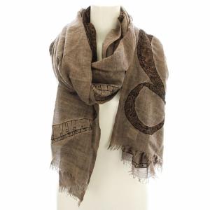 Faliero Sarti ストール 大判 ショール ウール混 刺繍 茶 ブラウン /G