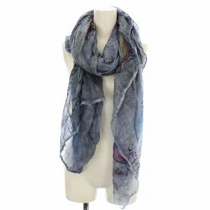 Faliero Sarti ストール 大判 ショール ウール混 青 ブルー /G