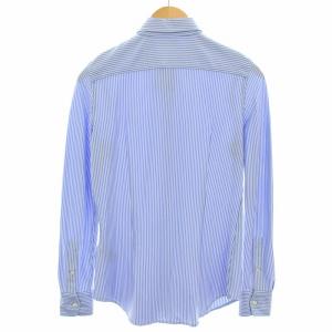 POLO RALPH LAUREN KNIT DRESS SHIRT カジュアルシャツ ストライプ スモールポニー 長袖 S 水色 ライトブルー
