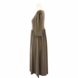 FOXEY NEW YORK フレアワンピース ひざ丈 五分袖 ボートネック ストレッチ 40 茶 ブラウン /BB