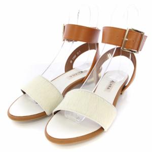 サンダル ストラップ ハラコ 23.5cm 白 茶 MR51397 /TK