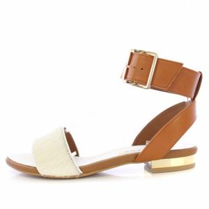 DIANA サンダル ストラップ ハラコ 23.5cm 白 茶 MR51397 /TK