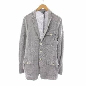 テーラードジャケット ニット 総柄 シングル ヘリンボーン 50 グレー ネイビー /NQ
