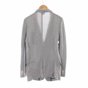 GIORGIO ARMANI テーラードジャケット ニット 総柄 シングル ヘリンボーン 50 グレー ネイビー /NQ