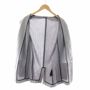 GIORGIO ARMANI テーラードジャケット ニット 総柄 シングル ヘリンボーン 50 グレー ネイビー /NQ