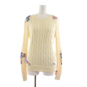 ケーブルニット セーター 長袖 プルオーバー パッチワーク M アイボリー /NQ