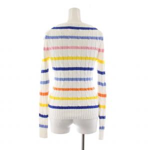 Polo by Ralph Lauren ニット セーター 長袖 ボーダー プルオーバー PAMA COTTON ポニー 刺繍 XS ホワイト /NQ
