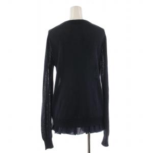 YOKO CHAN YOKOCHAN カーディガン ニット 薄手 長袖 フリル Vネック 38 ネイビー YCN-012 /NQ