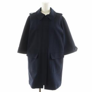 ステンカラーコート ストレッチ 7分袖 ミドル丈 40 紺 ネイビー 34808 /AN30