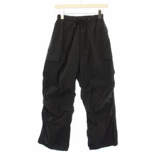 パラシュートパンツ カーゴ イージー ナイロン ウエストゴム ジップフライ F 黒 ブラック タグ付き