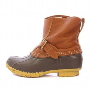 BEAN BOOTS ビーンブーツ ショートブーツ 厚底 レザー ラバー 切替 ロゴ 7 茶 ブラウン