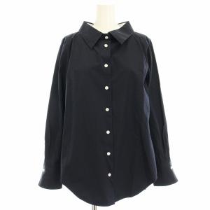 ビックネックシャツ ブラウス テールカット 長袖 38 紺 ネイビー 16S017 /HN