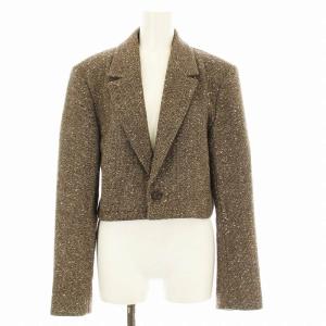 24AW ツイードクロップドジャケット テーラードジャケット ショート丈 ラメ糸 38 茶 ブラウン 24010200901030
