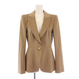 テーラードジャケット アウター シングル 背抜き ウール アンゴラ混 シルク 40 茶 ブラウン /BB