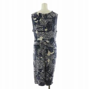 TORY BURCH ノースリーブワンピース ひざ丈 総柄 L ネイビー 22122404 /NQ