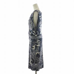 TORY BURCH ノースリーブワンピース ひざ丈 総柄 L ネイビー 22122404 /NQ
