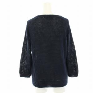 MARGARET HOWELL ニット カットソー 麻 リネン 七分袖 2 紺 ネイビー 578-163507 /HN
