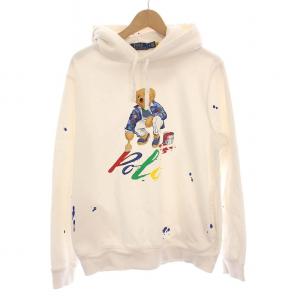 パーカー スウェット プルオーバー ポロベア プリント 長袖 M 白 /YM