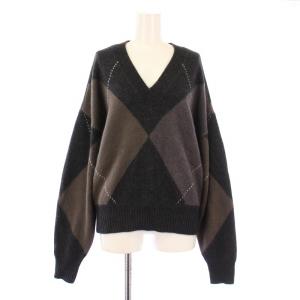 24AW BIG ARGAYLE ビッグアーガイルプルオーバー ニット セーター 長袖 Vネック 薄手