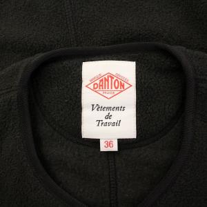 DANTON ノーカラーフリースカーディガン ジャケット アウター ショート丈 ロゴ ストレッチ 36 黒 ブラック