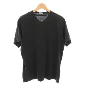 Tシャツ カットソー Vネック 半袖 黒 /YM