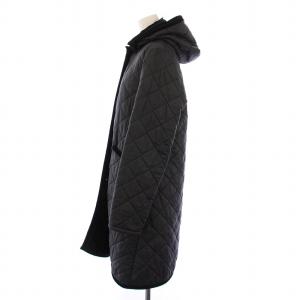 LAVENHAM キルティングコート 中綿 アウター ロング丈 フード 38 黒 ブラック LVH-17-BP /BB