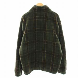 WOOLRICH トレーナー スウェット フリース ボア チェック ハーフジップ 長袖 2XL 緑 グリーン 茶 ブラウン